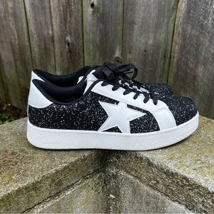 Niluber black sparkle & white sneakers 9